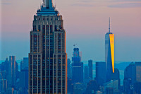Sunset on Empire State Building and One World Trade Center, Manhattan, NY